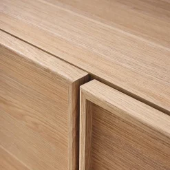 3-door natural wood-effect TV unit 140cm