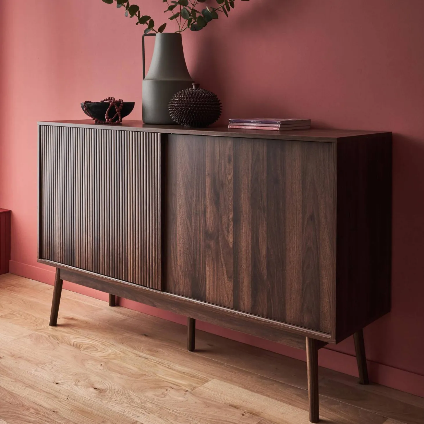 2-door scandi-style buffet with wood effect