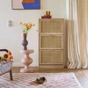 3-door shoe cabinet with cane and wood effect