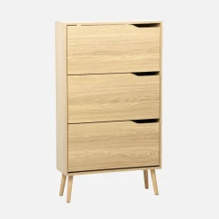 3-door shoe cabinet with walnut wood effect