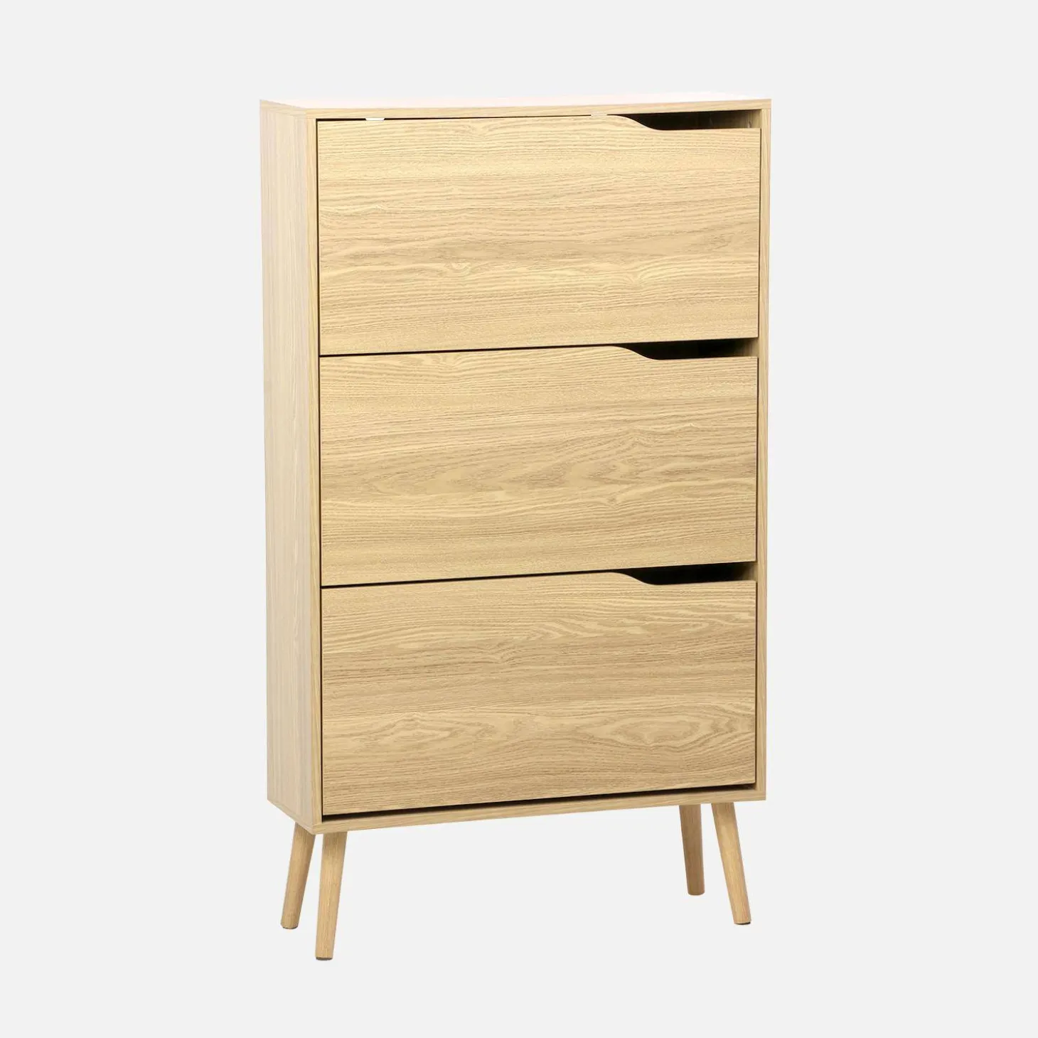3-door shoe cabinet with walnut wood effect