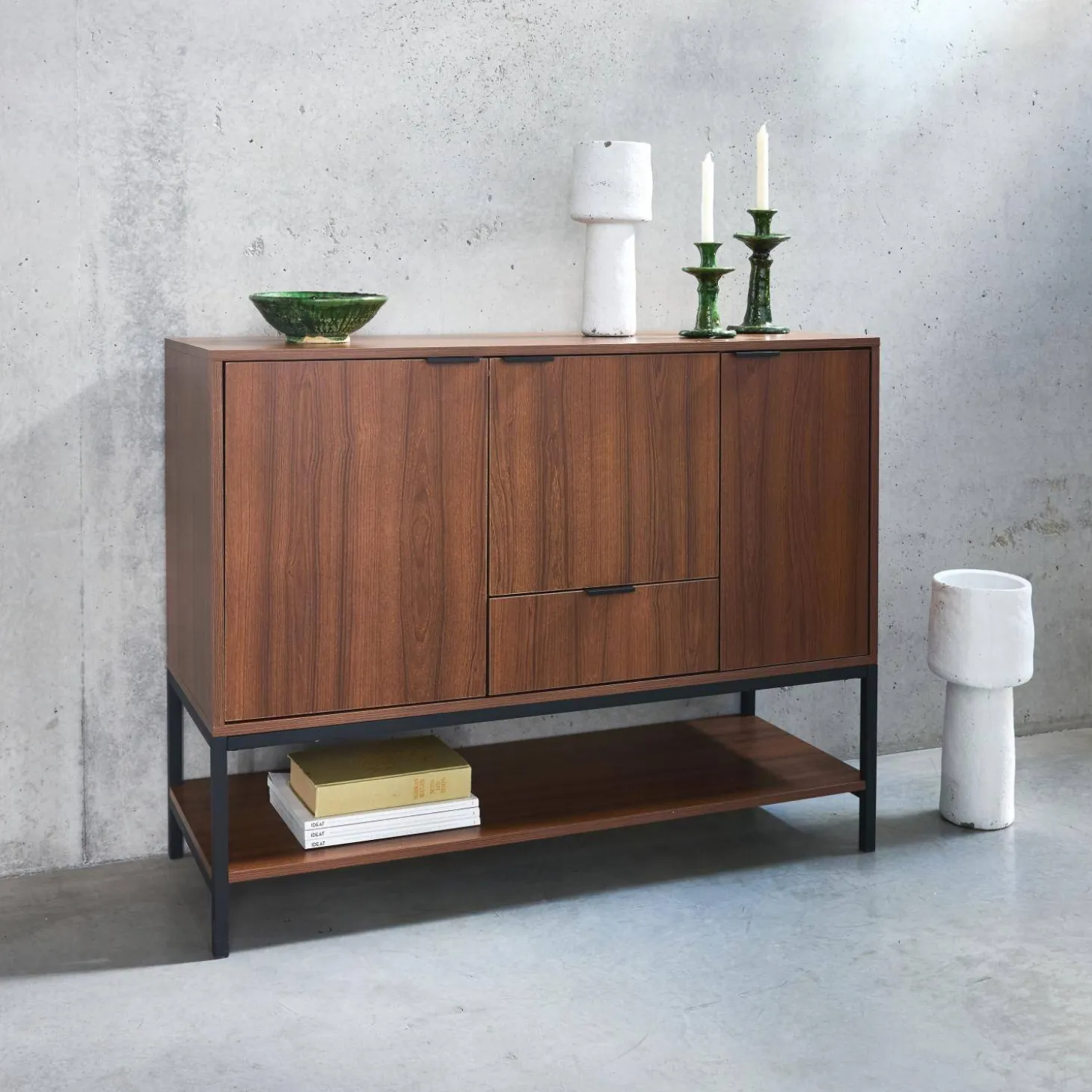 3-door walnut sideboard