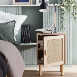 1-door woven rattan bedside table