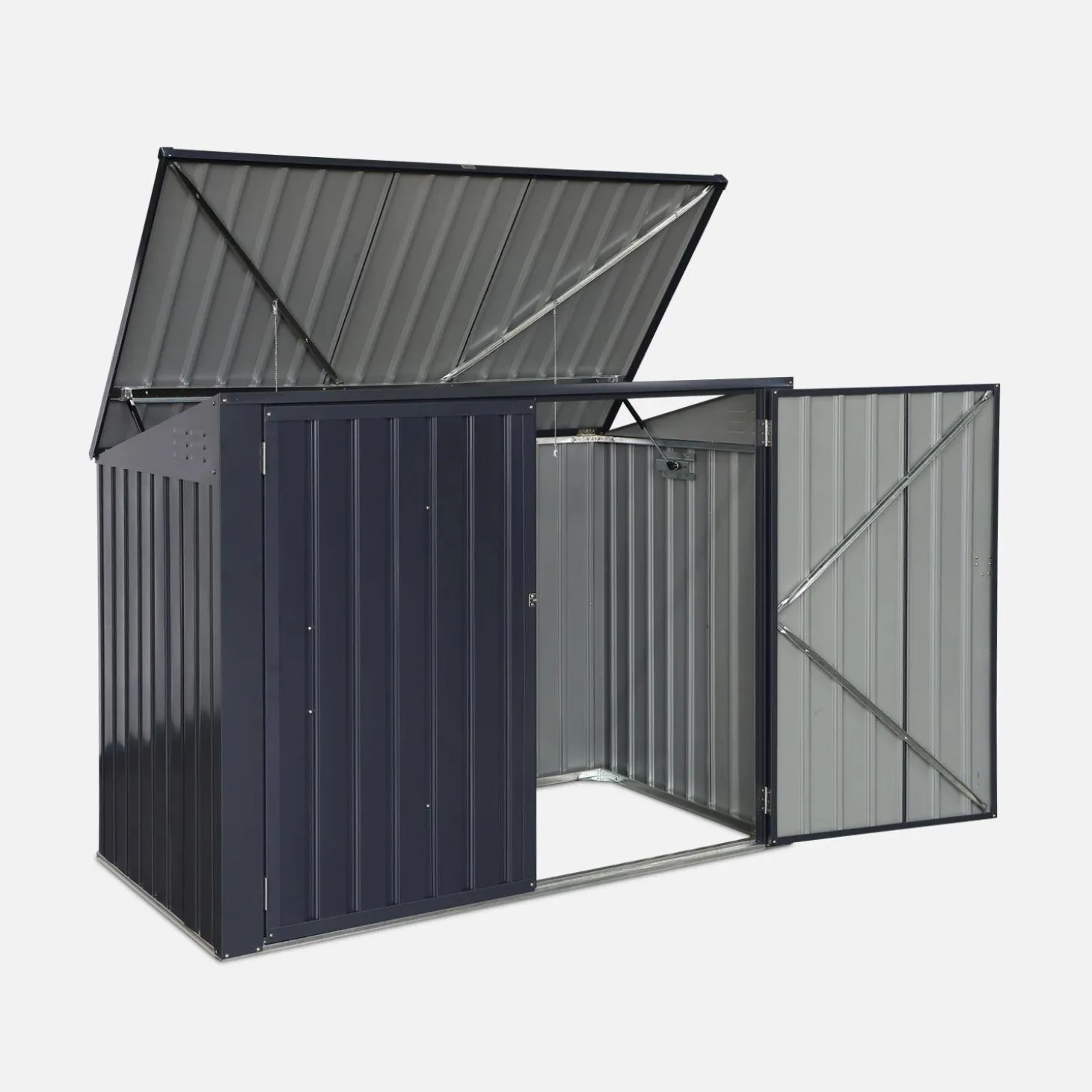 Double 1.75m² galvanised steel dustbin cover