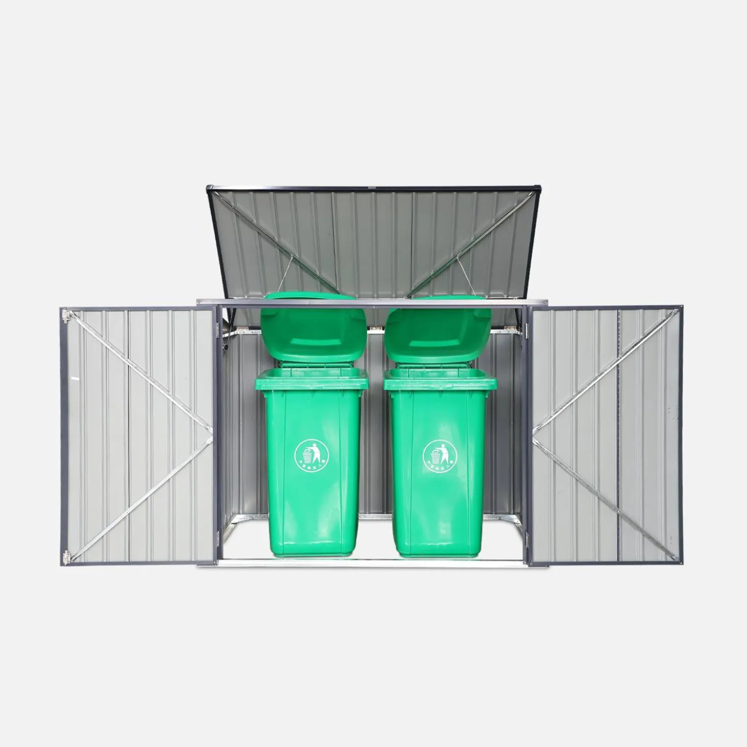 Double 1.75m² galvanised steel dustbin cover