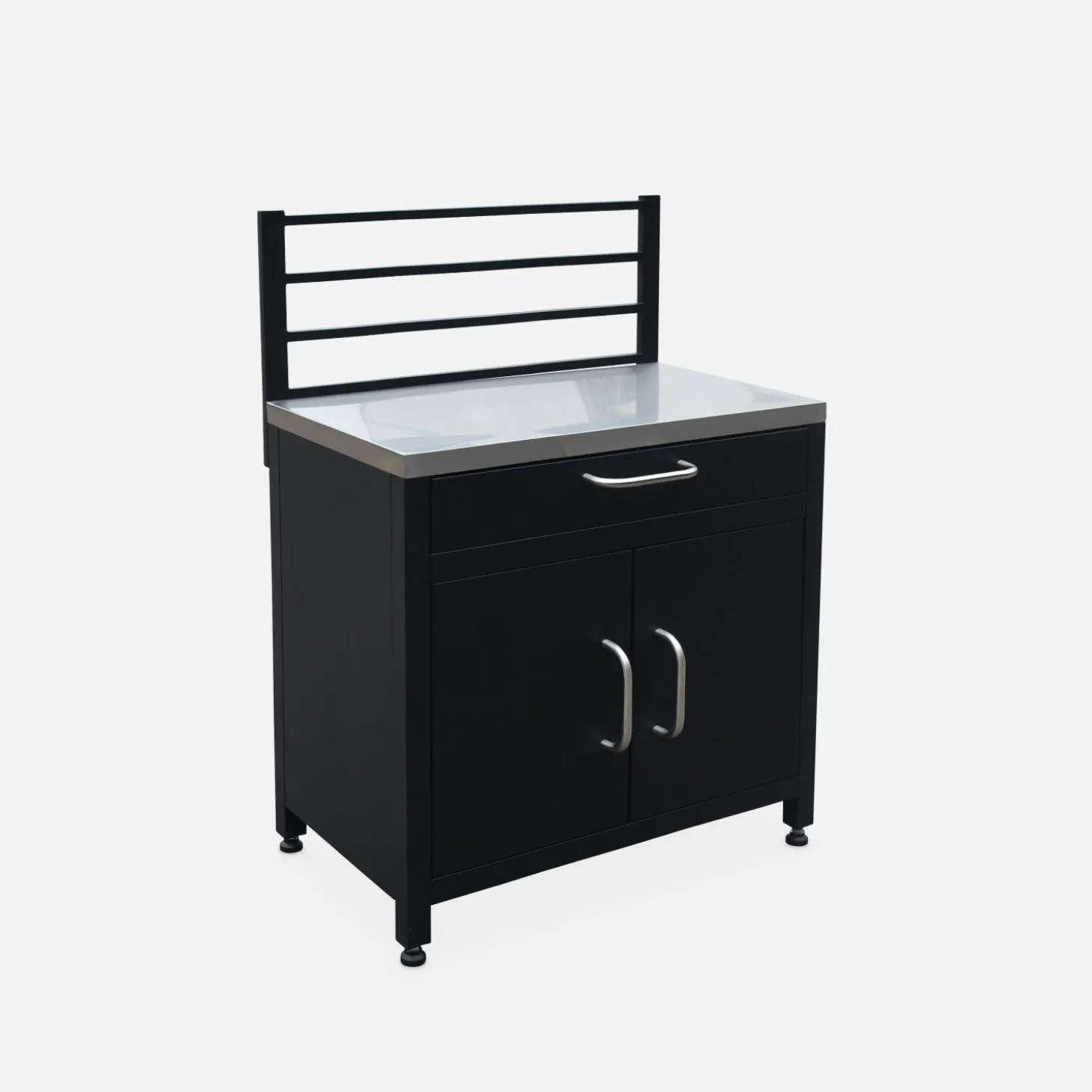 1 drawer and 2 doors steel outdoor kitchen with hanging grid