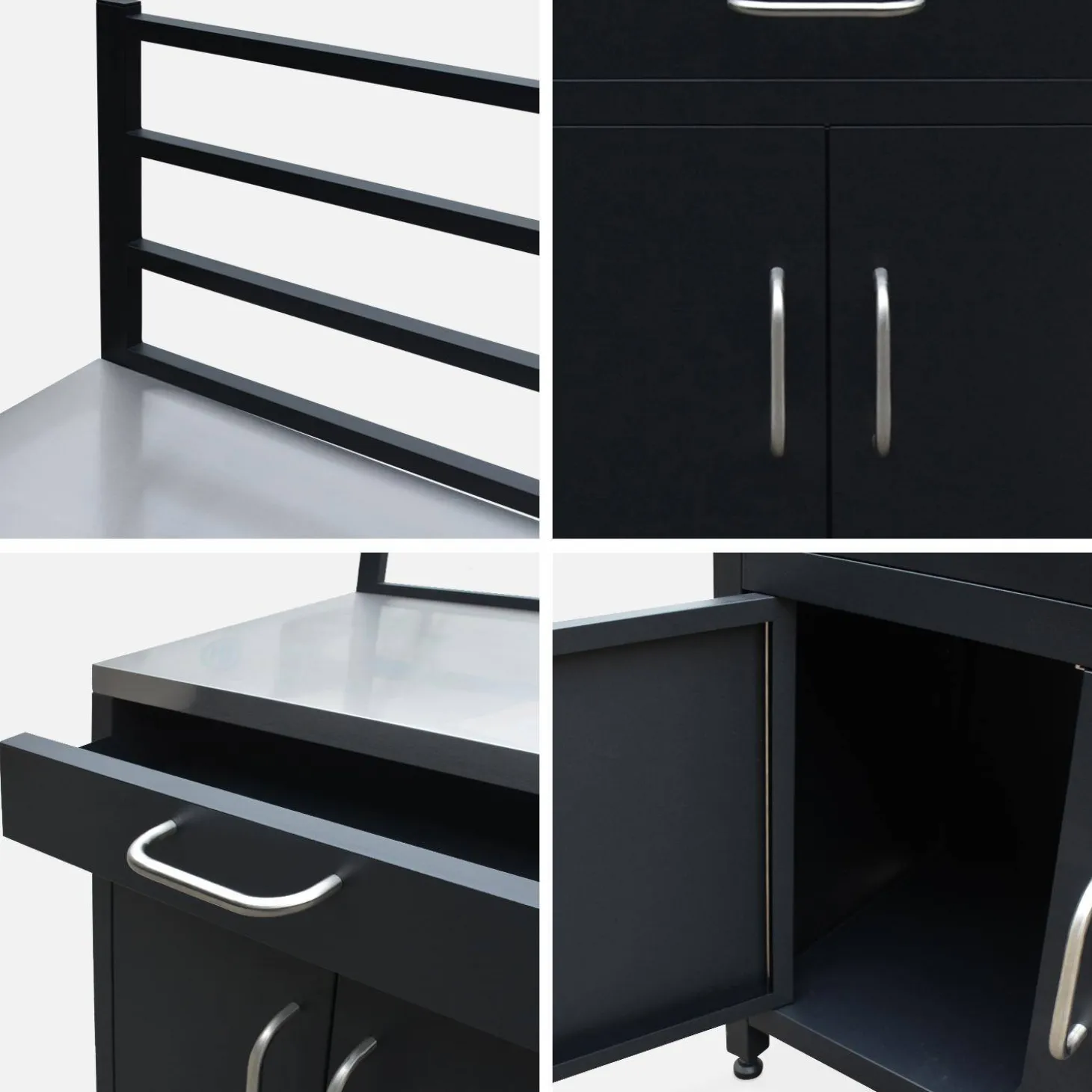 1 drawer and 2 doors steel outdoor kitchen with hanging grid
