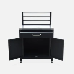 1 drawer and 2 doors steel outdoor kitchen with hanging grid