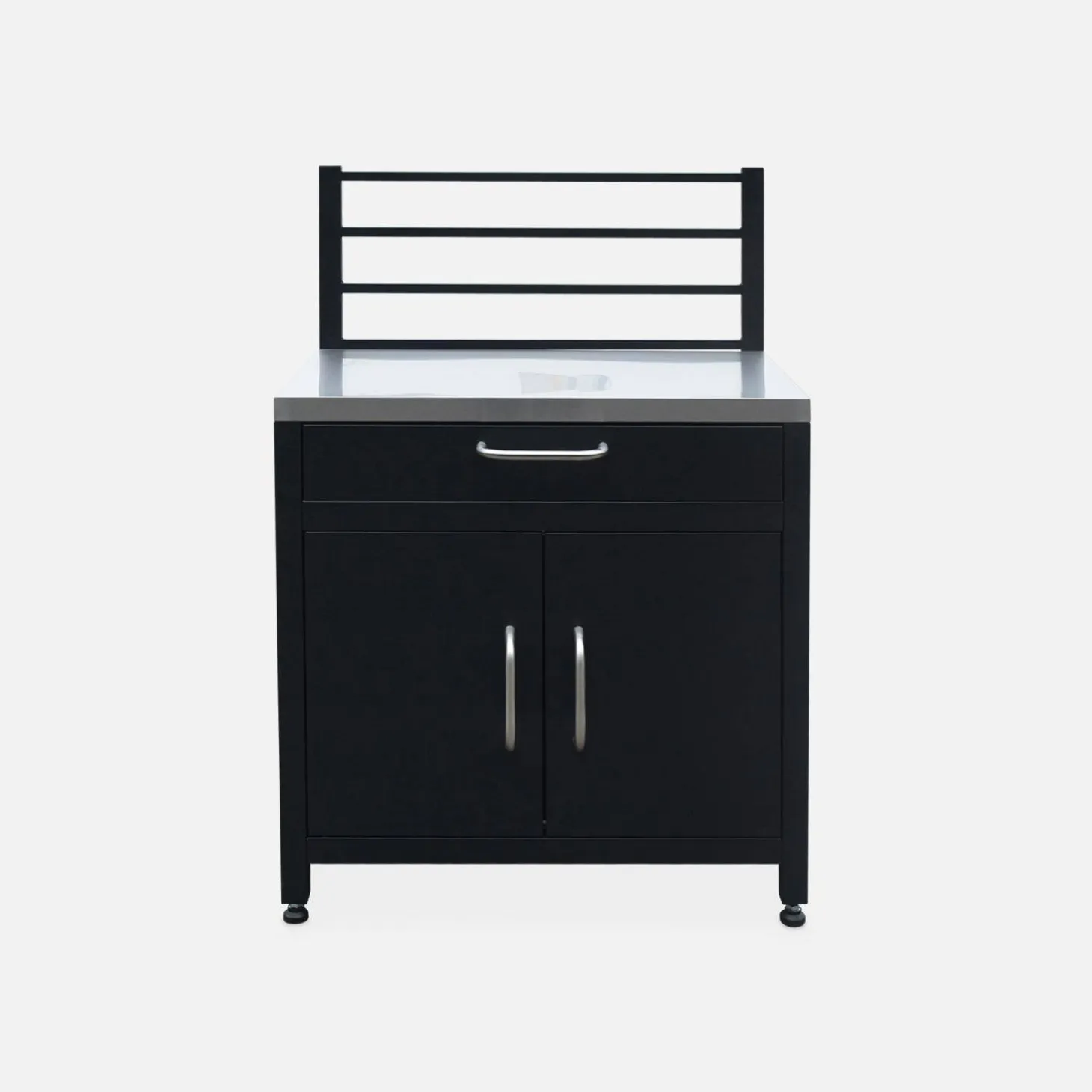 1 drawer and 2 doors steel outdoor kitchen with hanging grid