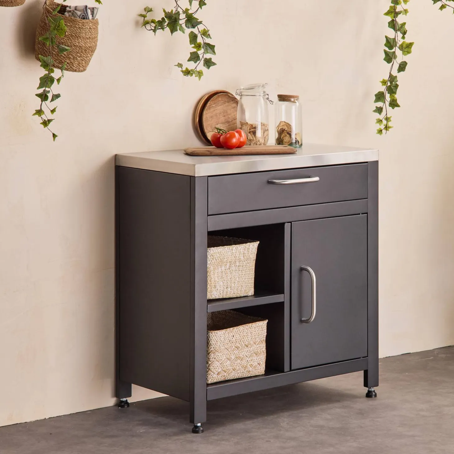 1 drawer and 1 door steel outdoor kitchen