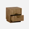 2-drawer bedside table in grooved mango wooden effect