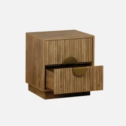 2-drawer bedside table in grooved mango wooden effect