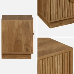 2-drawer bedside table in grooved mango wooden effect