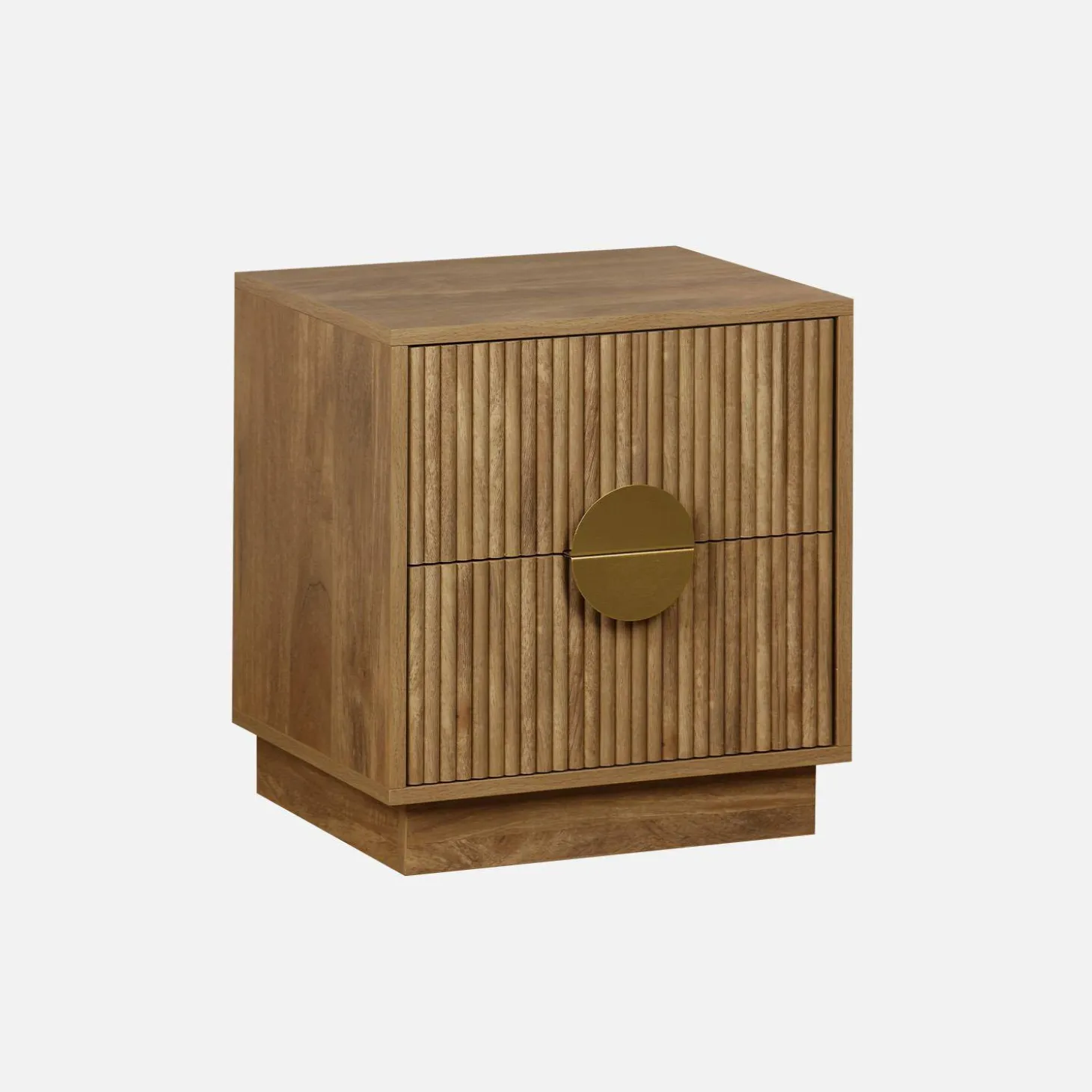 2-drawer bedside table in grooved mango wooden effect