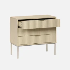 3-drawer chest in wood and metal-effect