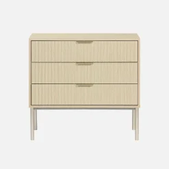 3-drawer chest in wood and metal-effect