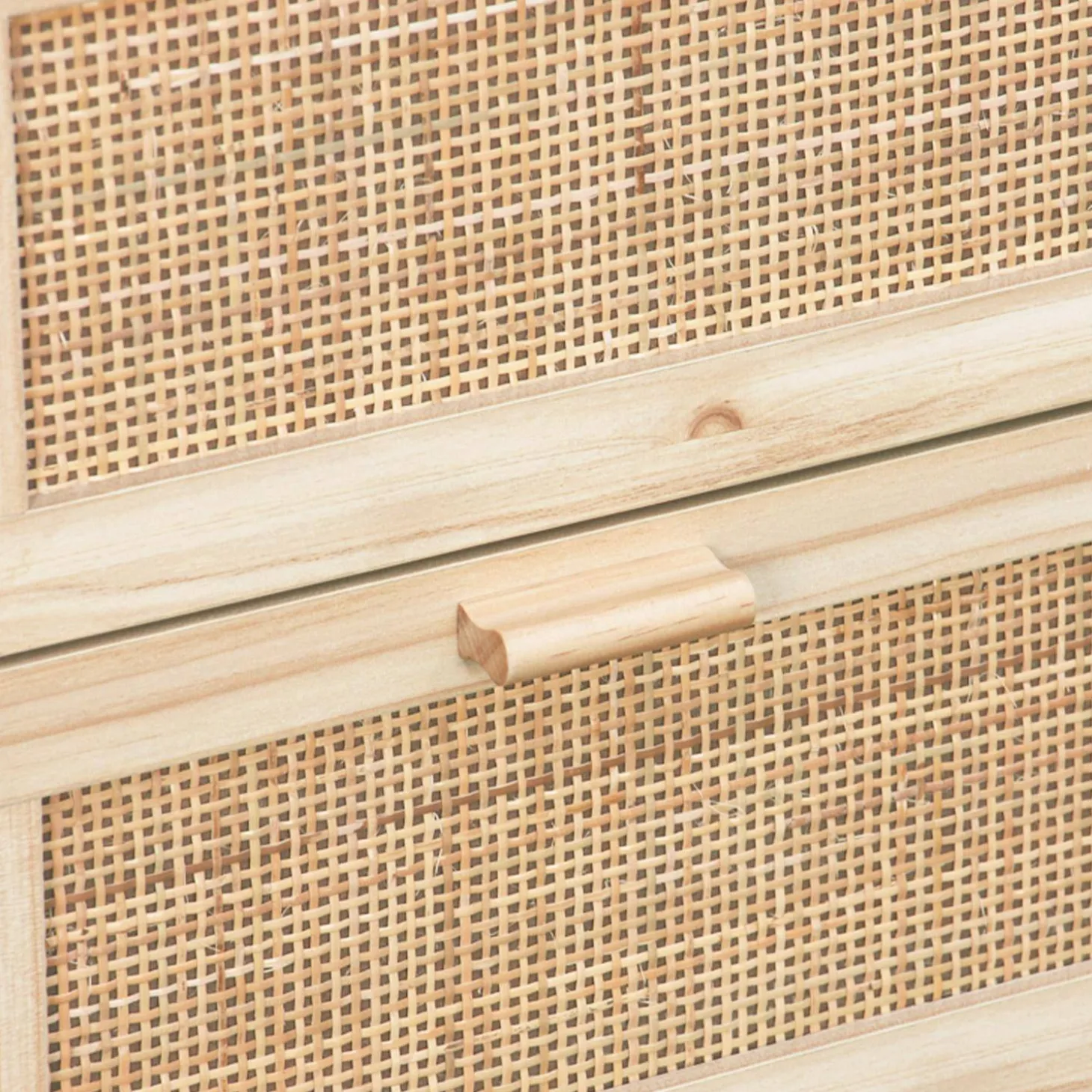 3-drawer chest with cane and wooden effect