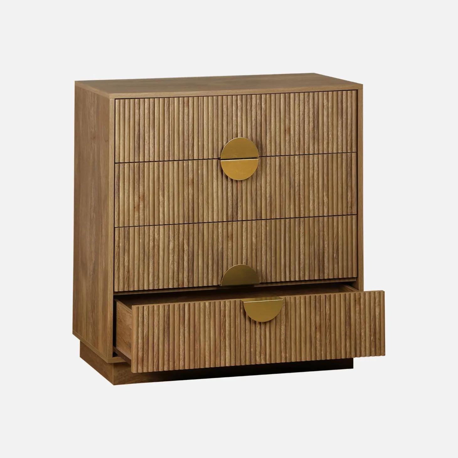 4-drawer chest with grooved mango wooden effect