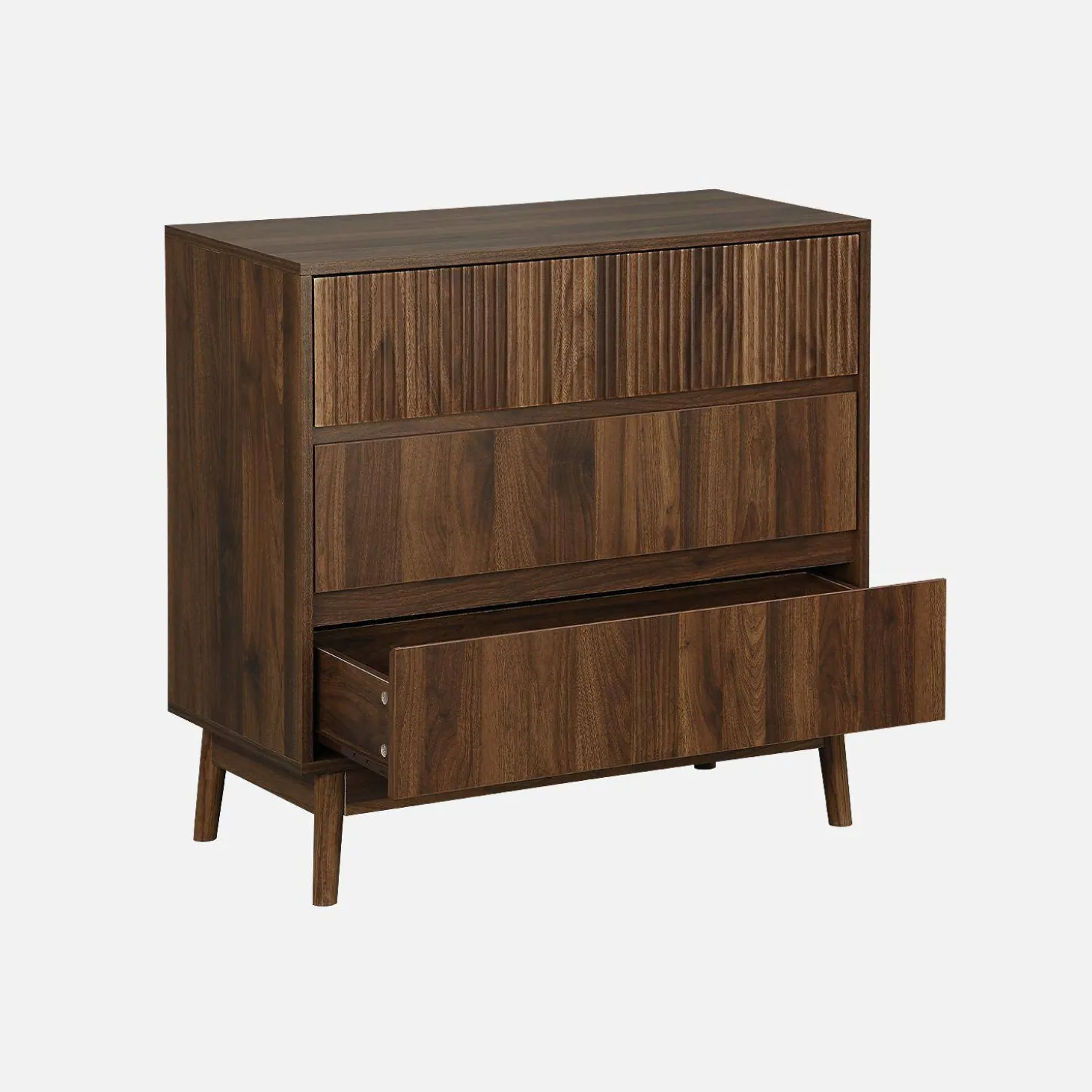 3-drawer chest with grooved wooden detail