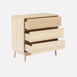 3-drawer chest with grooved wooden detail