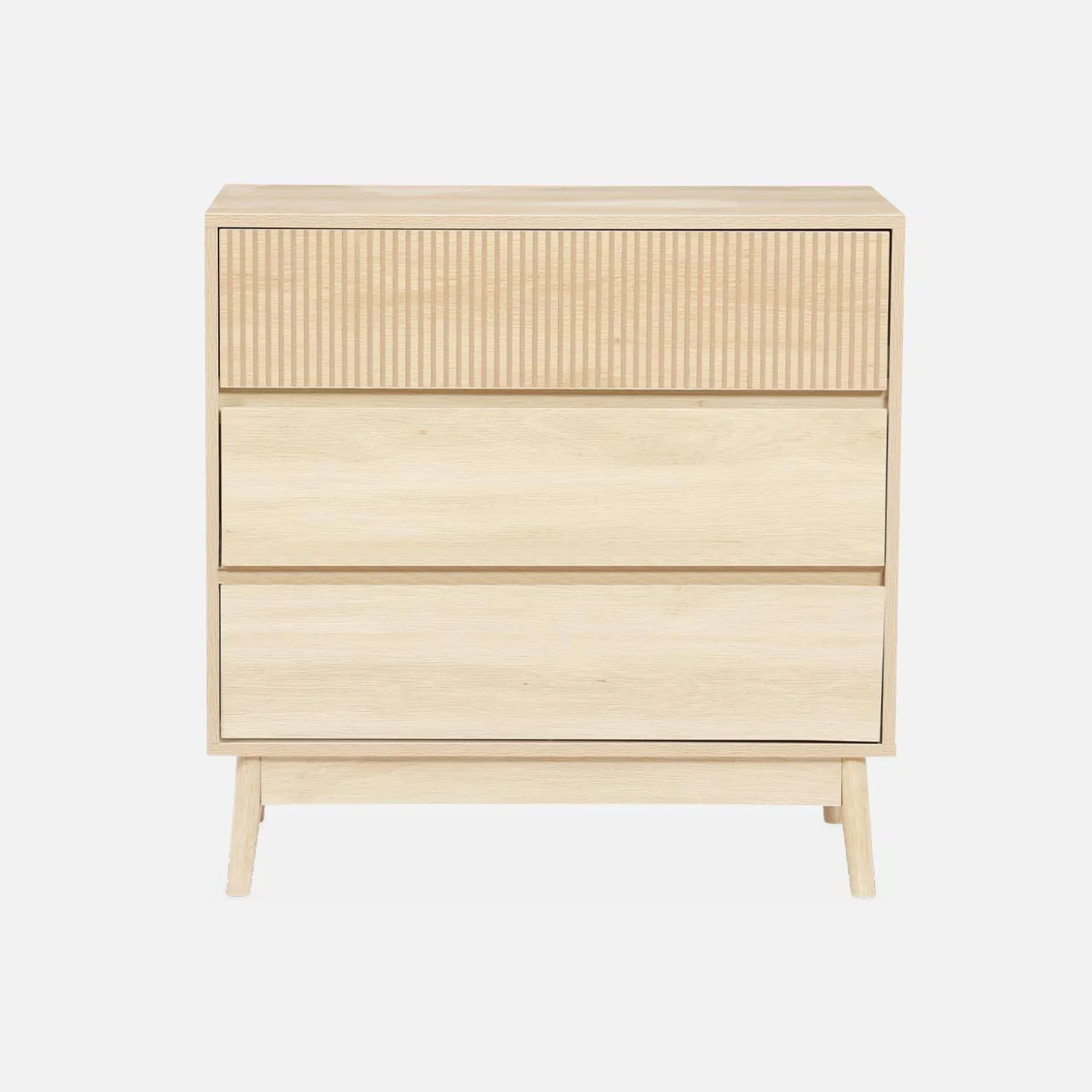 3-drawer chest with grooved wooden detail