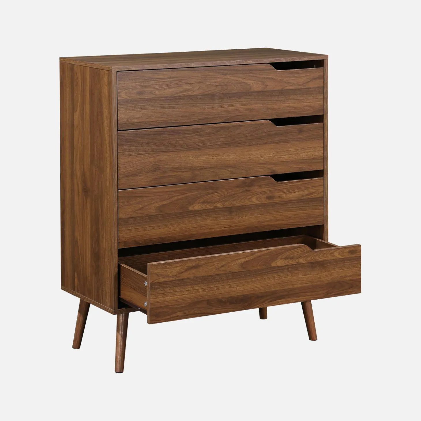 4-drawer chest with walnut wood effect