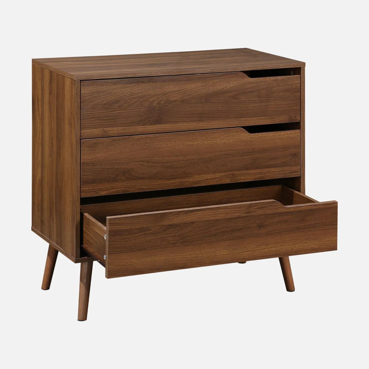 3-drawer chest with walnut wood effect