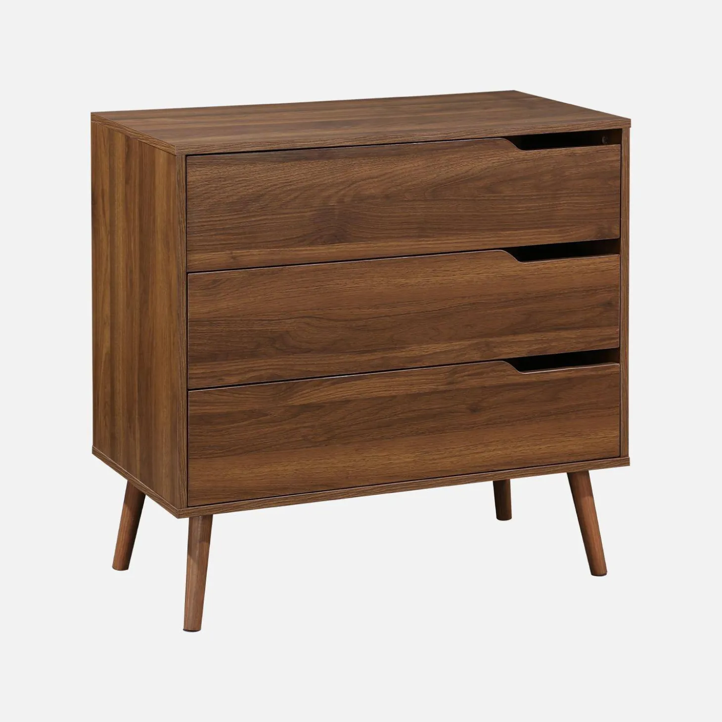 3-drawer chest with walnut wood effect