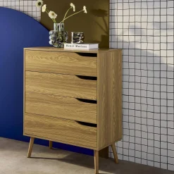 4-drawer chest with walnut wood effect