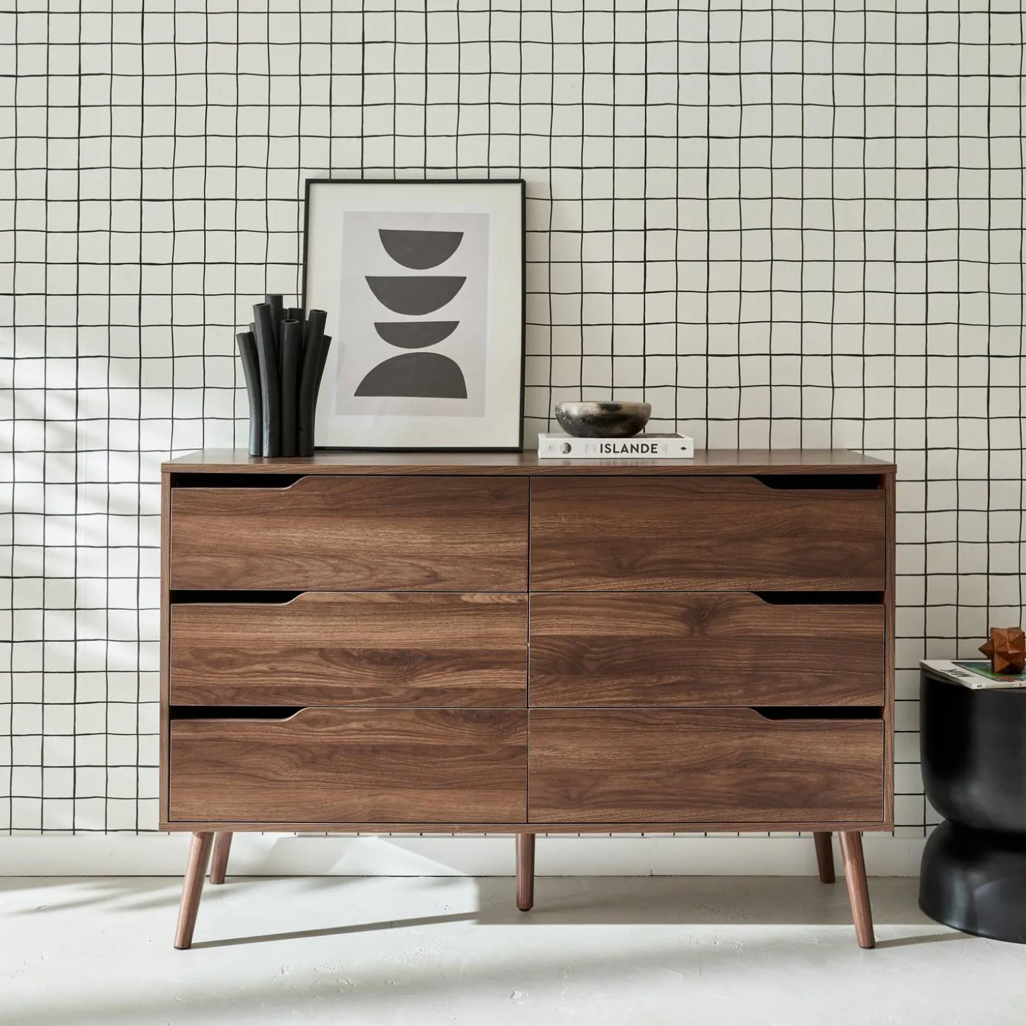 6-drawer chest with wood effect