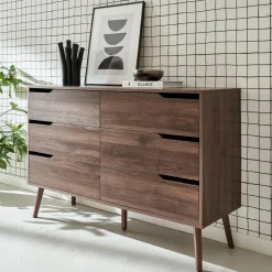 6-drawer chest with wood effect