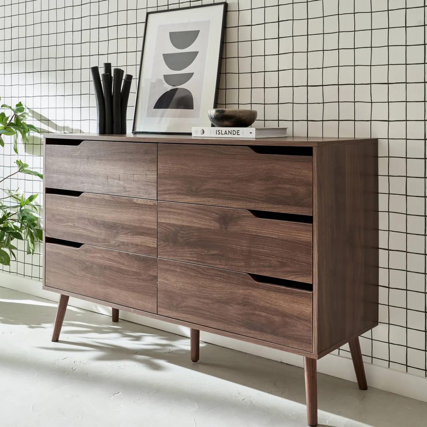6-drawer chest with wood effect