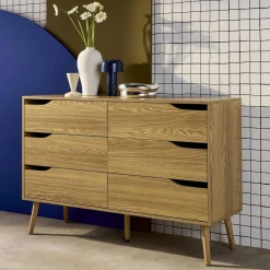 6-drawer chest with wood effect