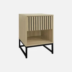1-drawer contemporary wood effect bedside table