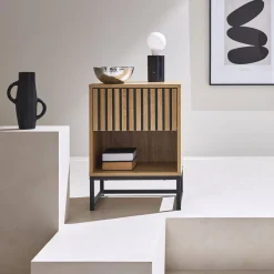 1-drawer contemporary wood effect bedside table