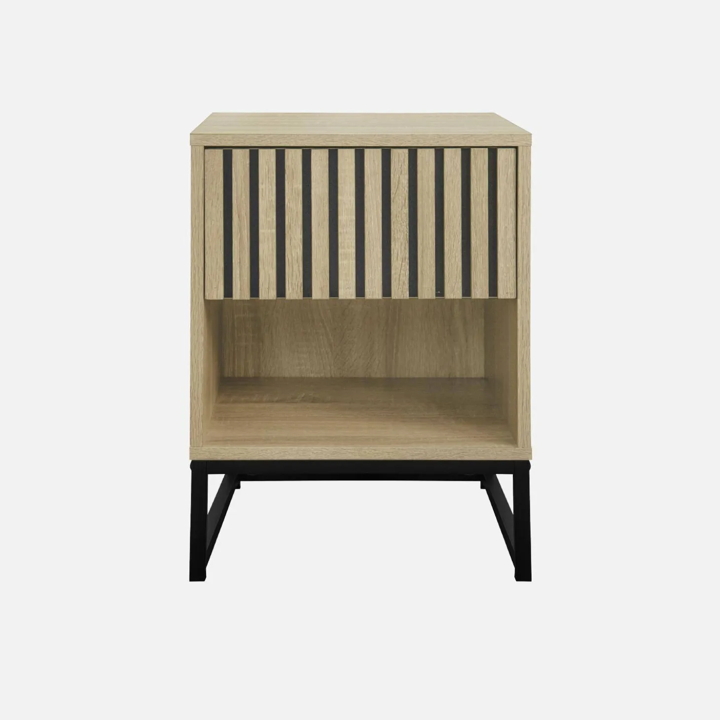 1-drawer contemporary wood effect bedside table