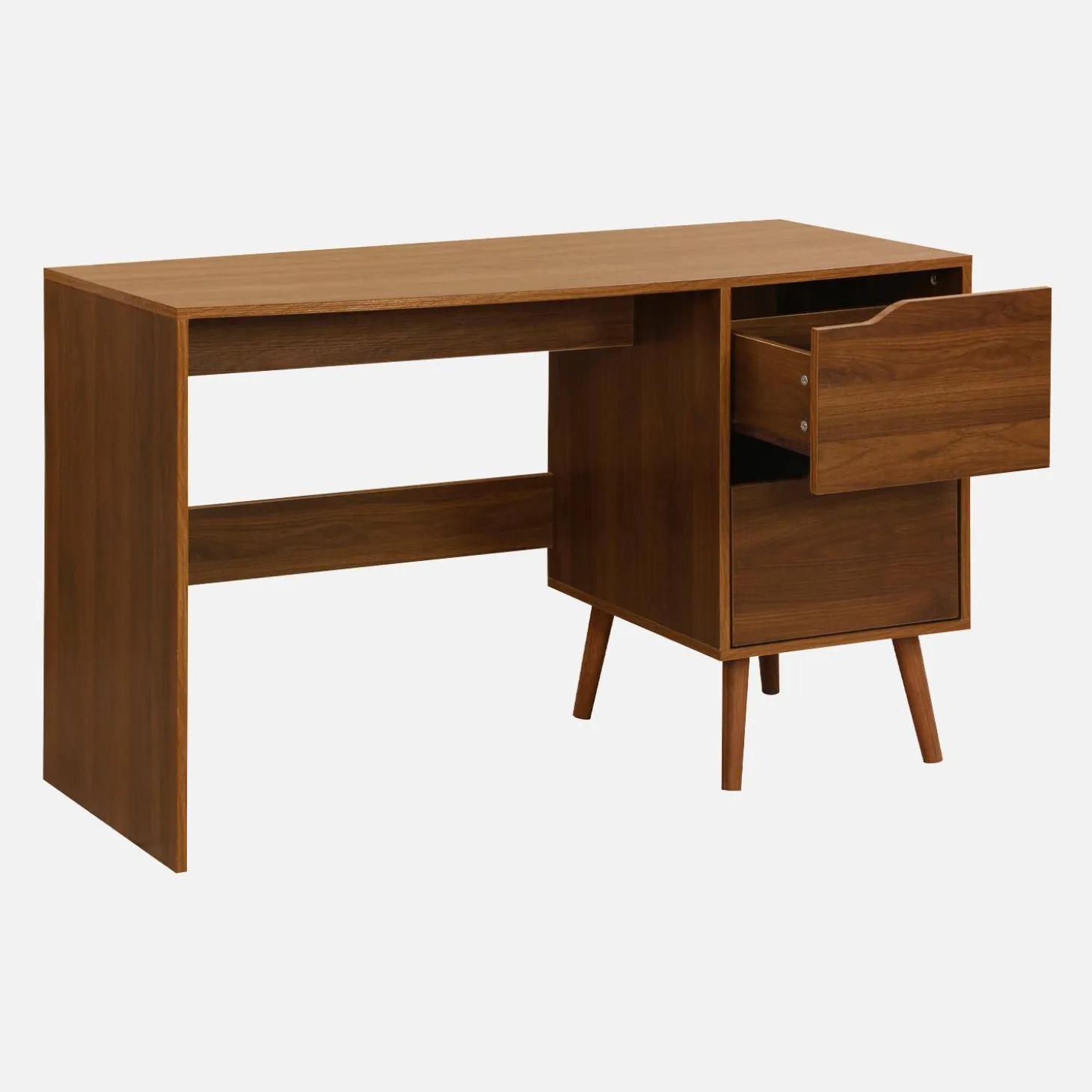 2-drawer desk with vintage walnut effect