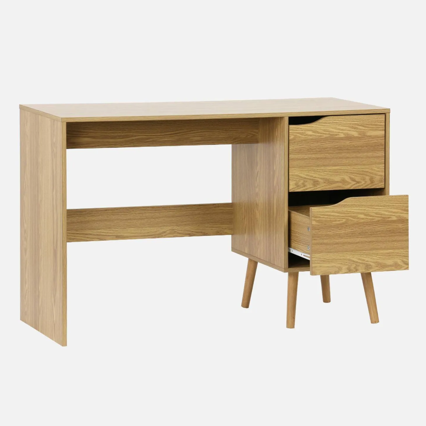 2-drawer desk with vintage walnut effect