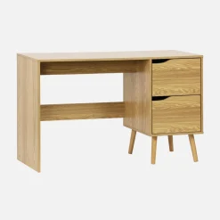 2-drawer desk with vintage walnut effect