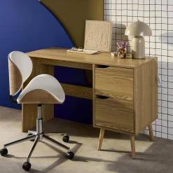 2-drawer desk with vintage walnut effect