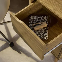 2-drawer desk with vintage walnut effect