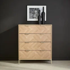4-drawer herringbone chest