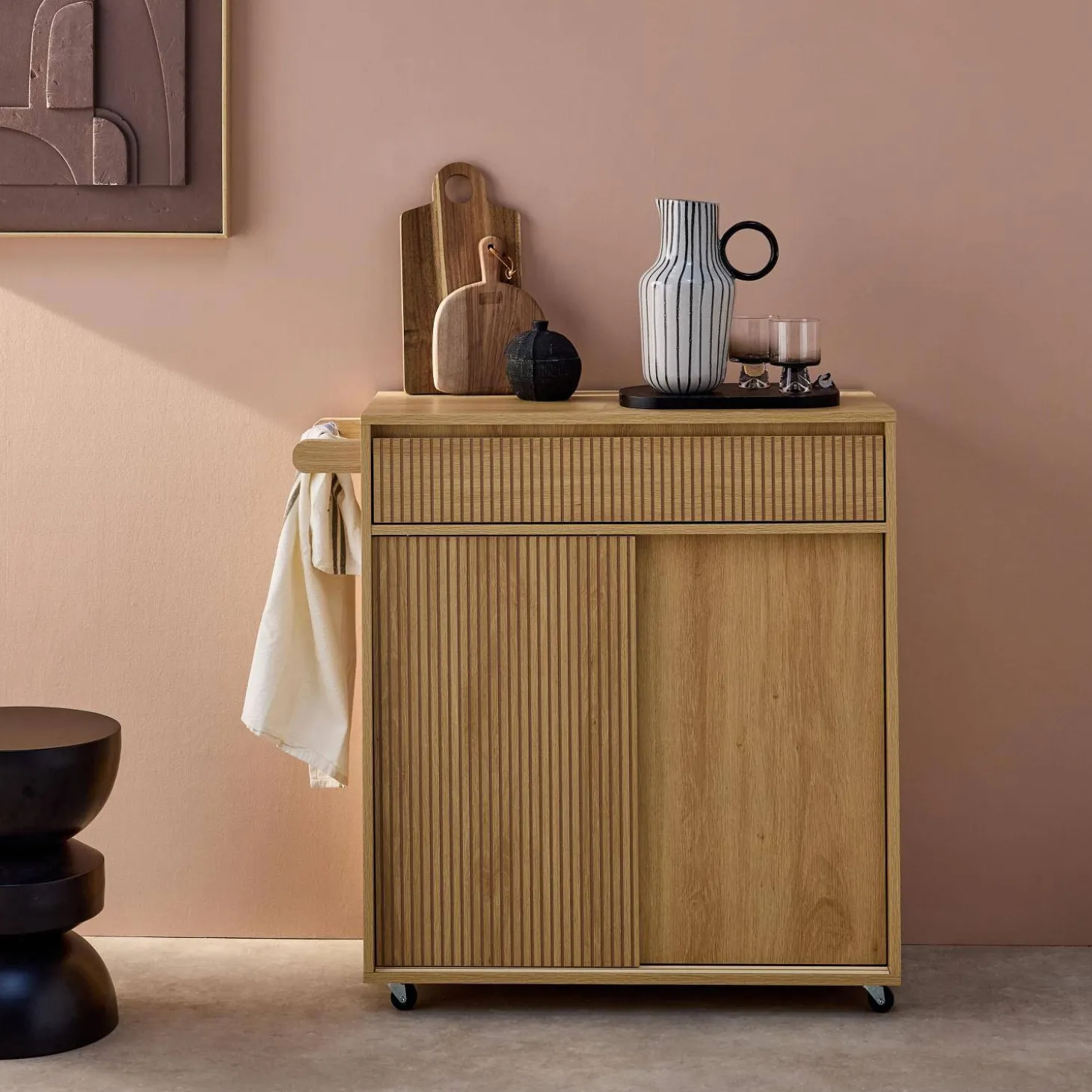 1-drawer kitchen wooden effect sideboard with 2 doors