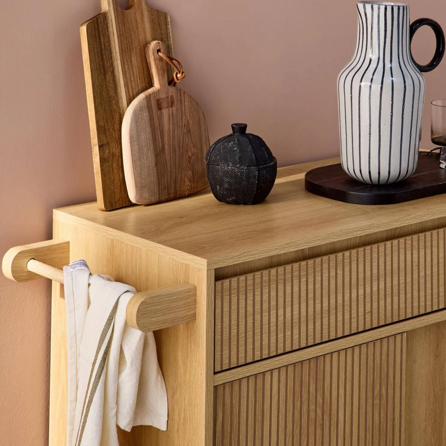 1-drawer kitchen wooden effect sideboard with 2 doors