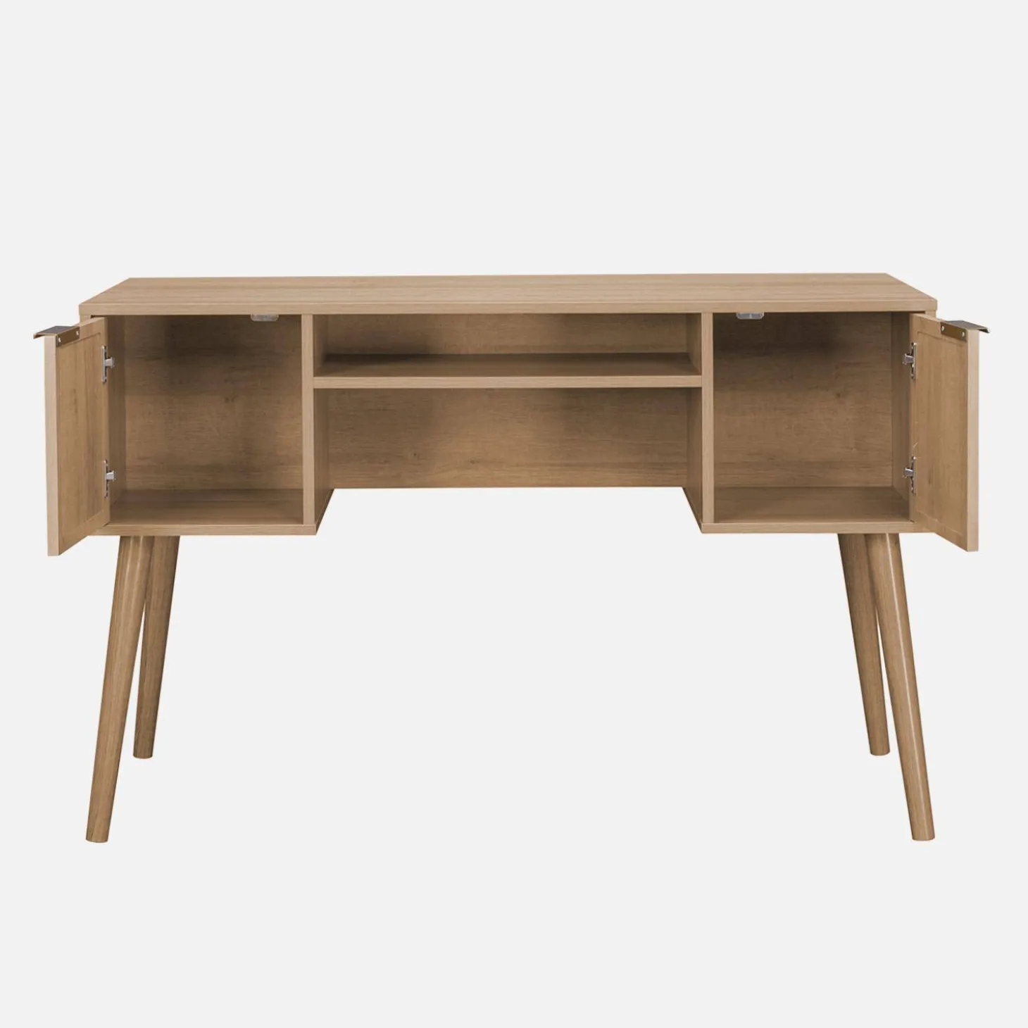 2-drawer wooden and cane effect desk