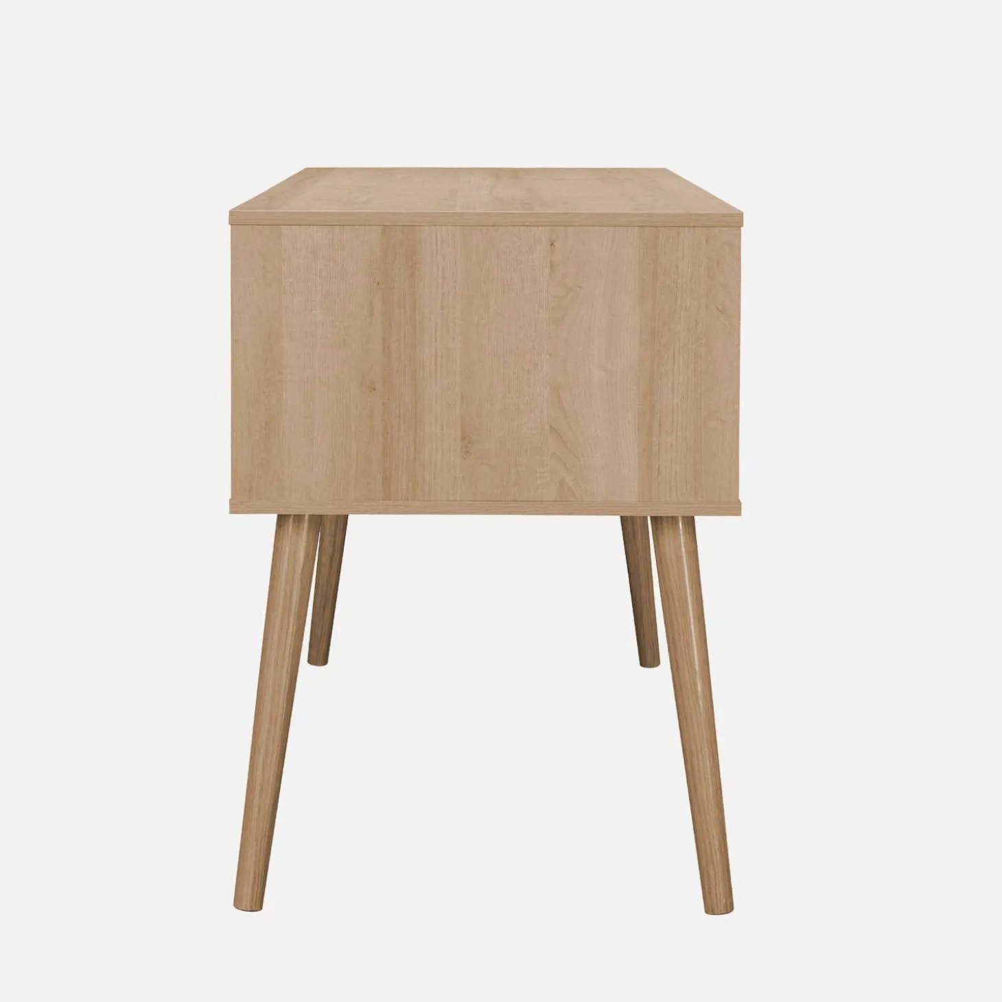 2-drawer wooden and cane effect desk