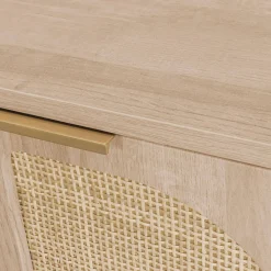 2-drawer wooden and cane effect desk