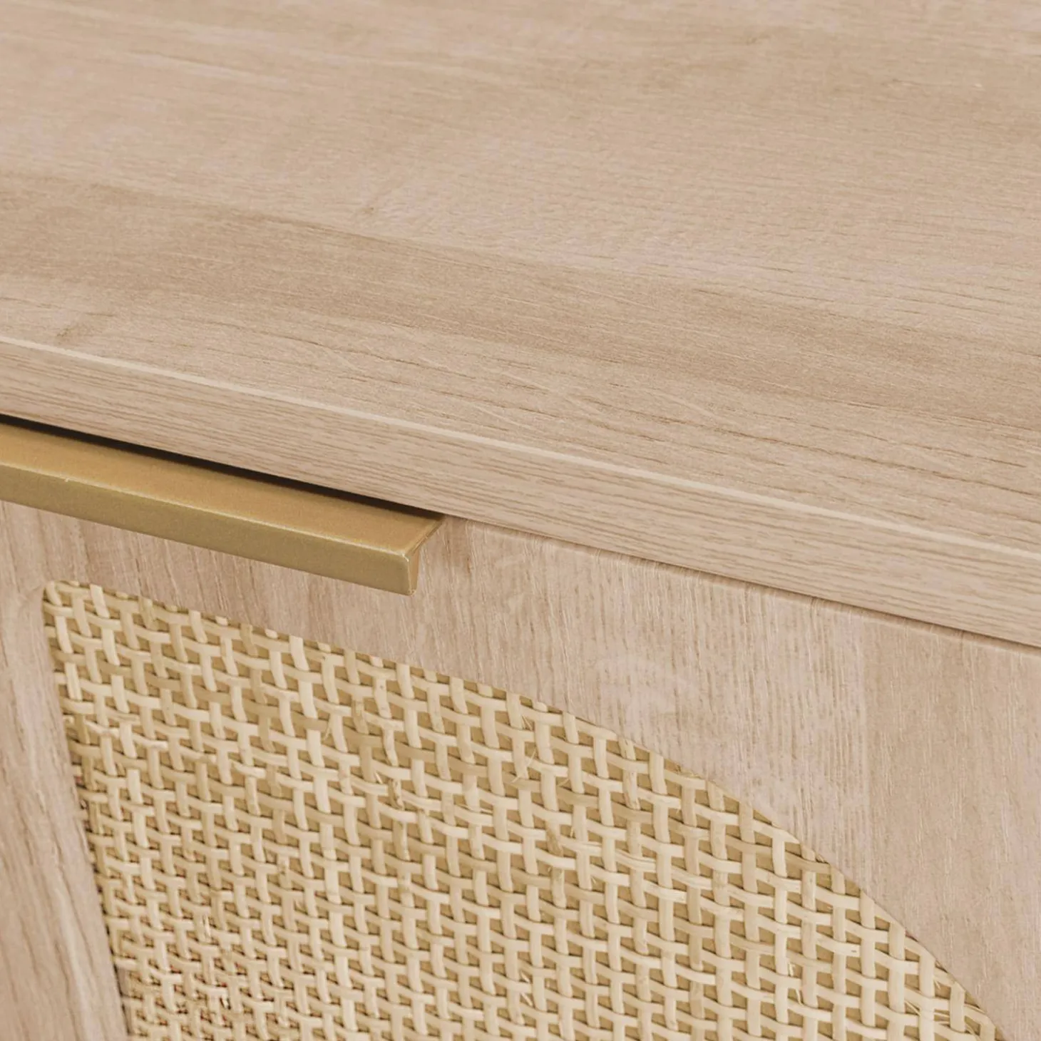 2-drawer wooden and cane effect desk