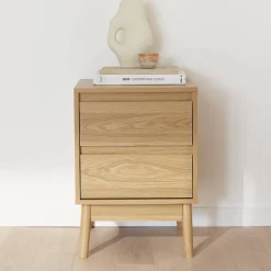2-drawer wooden-effect bedside table