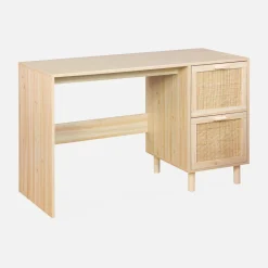2-drawer woven rattan desk